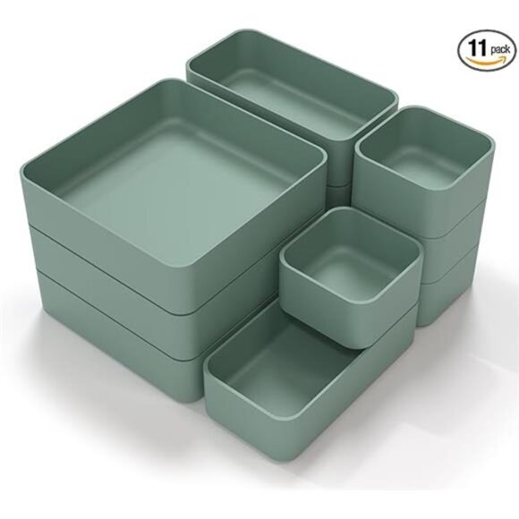 Stackable Drawer Organizer Set Makeup Vanity Desk Storage Bins Kitchen Office - Picture 7 of 7